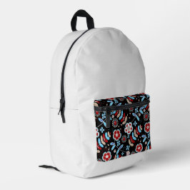 Bold Folk Floral Pattern Bedruckter Rucksack