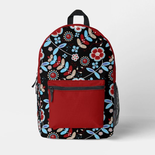Bold Folk Floral Pattern Bedruckter Rucksack (Vorderseite)