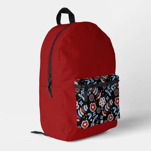 Bold Folk Floral Pattern Bedruckter Rucksack (Rückseitige Ecke links)