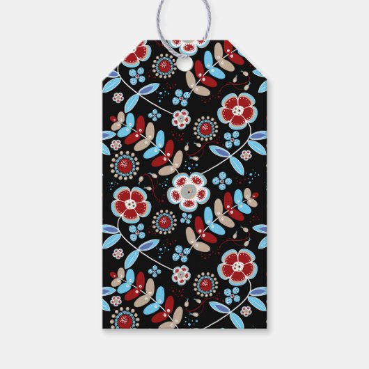 Bold Folk Floral Pattern Geschenkanhänger (Vorderseite)