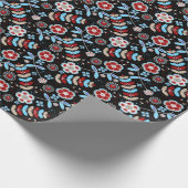 Bold Folk Floral Pattern Geschenkpapier (Ecke)