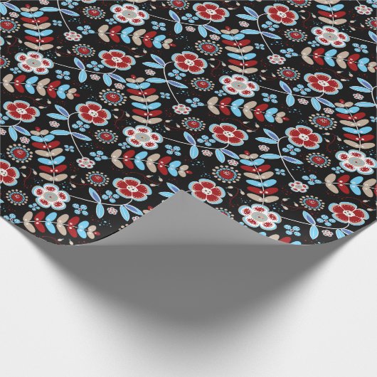 Bold Folk Floral Pattern Geschenkpapier (Ecke)