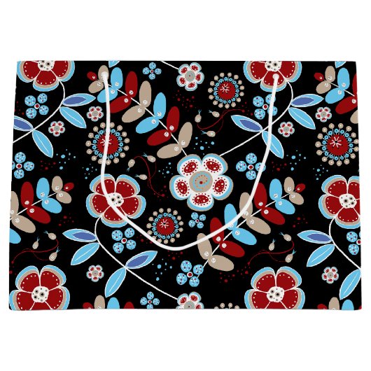 Bold Folk Floral Pattern Große Geschenktüte (Vorderseite)