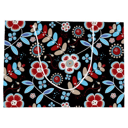 Bold Folk Floral Pattern Große Geschenktüte (Rückseite)