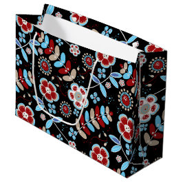 Bold Folk Floral Pattern Große Geschenktüte