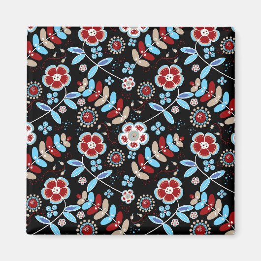 Bold Folk Floral Pattern Magnet (Vorne)