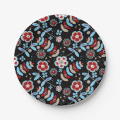Bold Folk Floral Pattern Pappteller (Vorderseite)