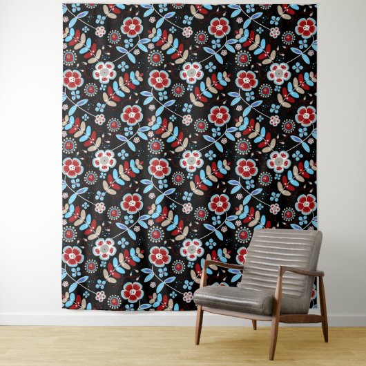 Bold Folk Floral Pattern Wandteppich (Beispiel)