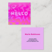 Bold Font Groovy Hello Hot Pink Bright Quadratische Visitenkarte (Vorne/Hinten)