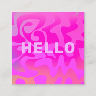 Bold Font Groovy Hello Hot Pink Bright Quadratische Visitenkarte
