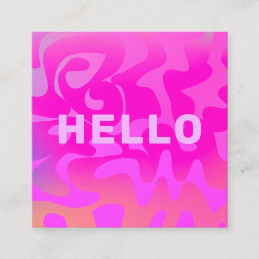 Bold Font Groovy Hello Hot Pink Bright Quadratische Visitenkarte (Vorderseite)