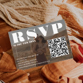 Bold font wedding rsvp Qr code 2 photos black Begleitkarte