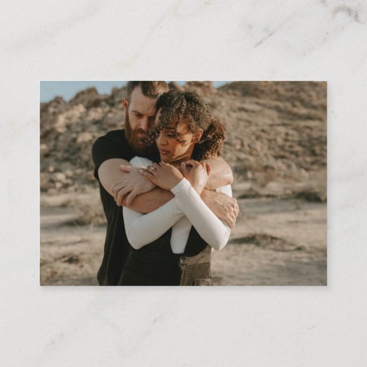 Bold font wedding rsvp Qr code 2 photos black Begleitkarte (Rückseite)