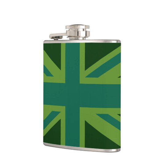Bold Forest Green Union Jack Flachmann (Links)