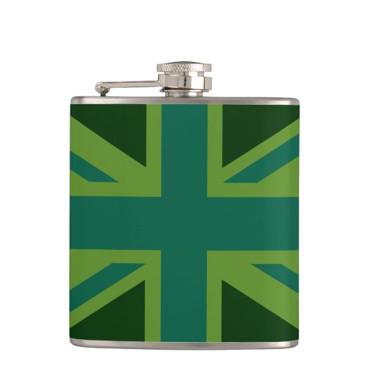 Bold Forest Green Union Jack Flachmann (Vorderseite)