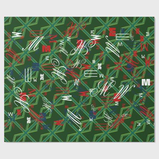 Bold Forest Green Union Jack Geschenkpapier (Flach)