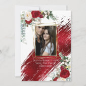 BOLD Foto Frame Crimson Floral Paint Stroke Einladung (Vorderseite)
