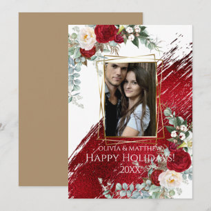 BOLD Foto Frame Crimson Happy Holidays Einladung