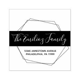 Bold Frame Dotted Script-Family-Adresse Gummistempel