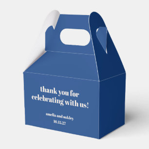 Bold French Blue Retro Custom Wedding Danke Geschenkschachtel