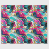 Bold Fuchsia Aquamarin mit Metallicdesign Geschenkpapier (Flach)