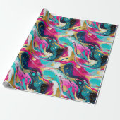 Bold Fuchsia Aquamarin mit Metallicdesign Geschenkpapier (Ungerollt)