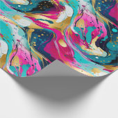 Bold Fuchsia Aquamarin mit Metallicdesign Geschenkpapier (Ecke)