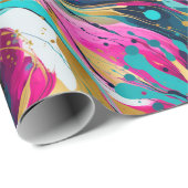 Bold Fuchsia Aquamarin mit Metallicdesign Geschenkpapier (Rolleneckpunkt)