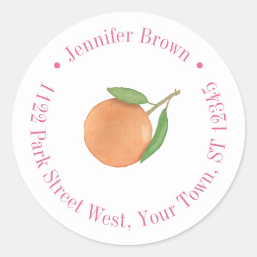 Bold Fuchsia Citrus Orange Rücksendeadresse Runder Aufkleber (Vorderseite)