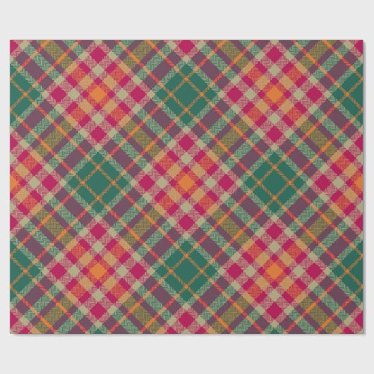 Bold Fuchsia Emerald Green Modern Diagonal Plaid Geschenkpapier (Flach)