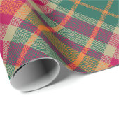 Bold Fuchsia Emerald Green Modern Diagonal Plaid Geschenkpapier (Rolleneckpunkt)