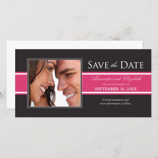 Bold Fuchsia Stripe Ankündigung Datum freihalten (Vorne/Hinten)