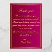 Bold Fuchsia und Gold Wedding Dankeschön Card Folieneinladung (Vorderseite)