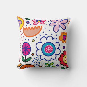 bold fun flowers in bright colors kissen