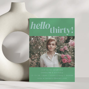 Bold Fun Modern Green 30. Geburtstag Party Foto Einladung