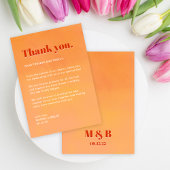 Bold Fun Modern Orange Sunset Monogram Wedding Dankeskarte