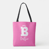 Bold fun typography monogram name pink white tasche (Rückseite)