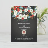 Bold Funky Colorful Floral Dark Chic Wedding Einladung (Stehend Vorderseite)