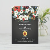 Bold Funky Colorful Floral Dark Chic Wedding Einladung (Stehend Vorderseite)