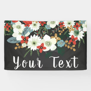 Bold Funky Colorful Floral Dark Chic Wedding Party Banner