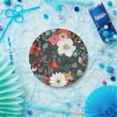 Bold Funky Colorful Floral Dark Chic Wedding Party Pappteller (Party)