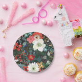 Bold Funky Colorful Floral Dark Chic Wedding Party Pappteller (Party)
