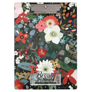 Bold Funky Floral Dark Chic Moderne Vintage Blume Klemmbrett