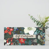 Bold Funky Floral Dark Modern Gift Certificate (Stehend Vorderseite)