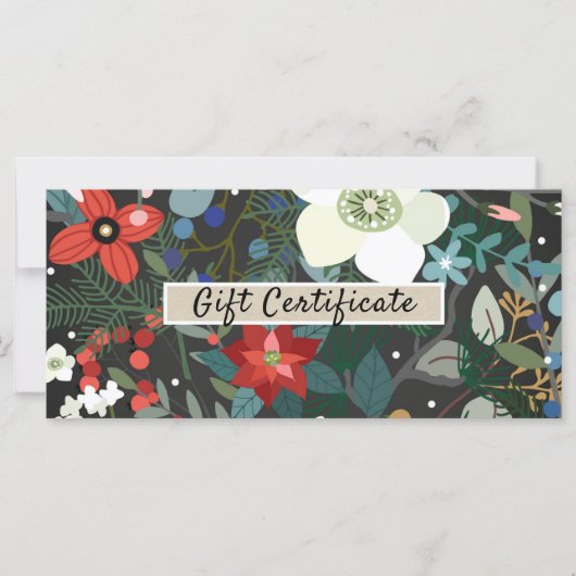 Bold Funky Floral Dark Modern Gift Certificate (Vorderseite)