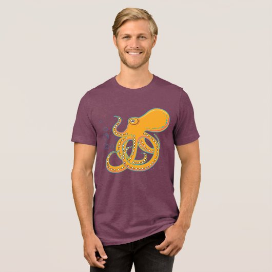Bold & Funky Octopus Art Tri-Blend Shirt (Vorderseite voll)