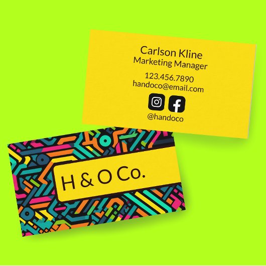 Bold Funky Pattern Business Card Visitenkarte