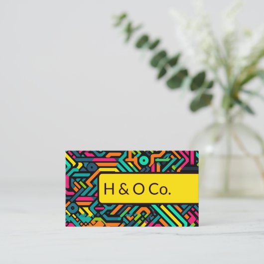 Bold Funky Pattern Business Card Visitenkarte (Stehend Vorderseite)
