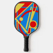 Bold Geometric Abstract in Red, Blue, and Yellow Pickleball Schläger (Rückseite)