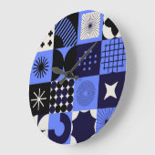 Bold Geometric Bauhaus Retrofuturistische Muster Große Wanduhr (Winkel)